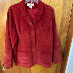 Vintage Lisa International Women's Suede Leather Jacket Red Size XL Lined Button
